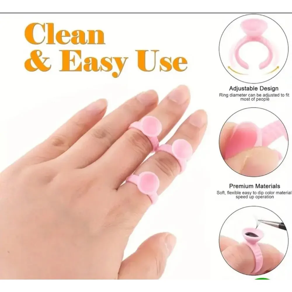 Eyelash Glue Rings 100PCS‎ Lash Glue Holder Pallet for Lash Extension